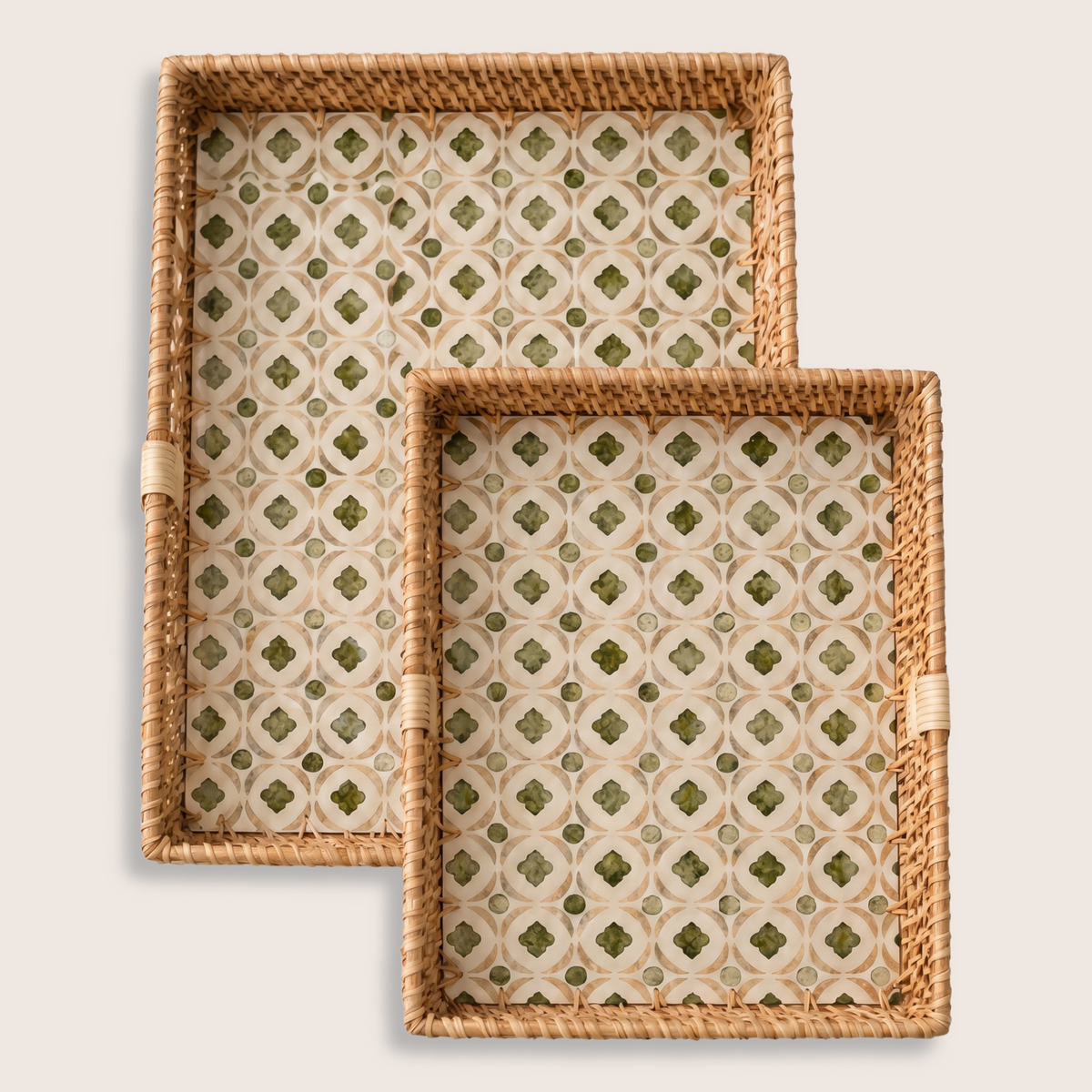 Olive Rattan Tray