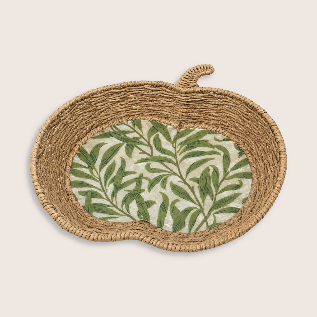Green Leaf Apple Woven Tray - Medium