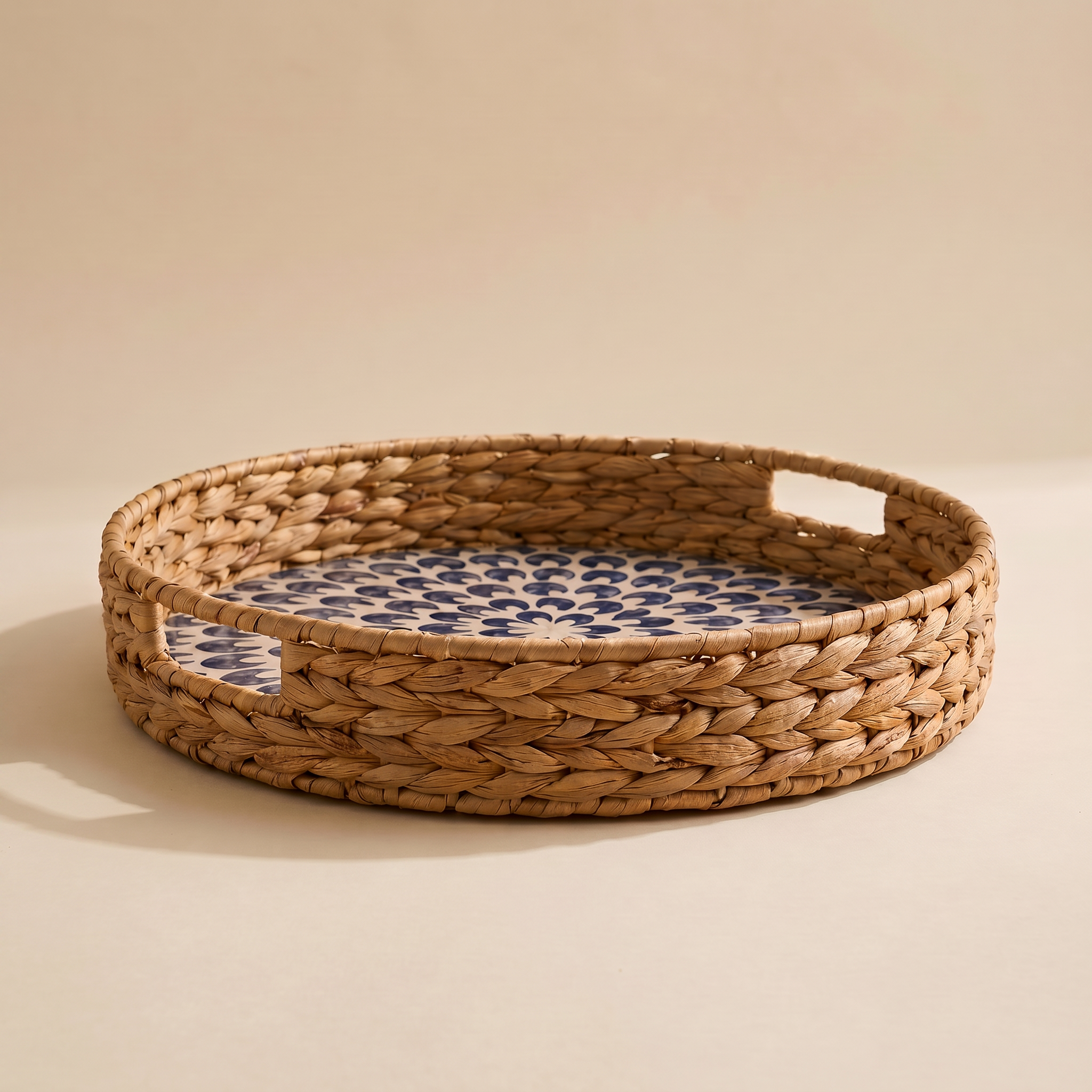 Azure Bloom Inlay Round Tray
