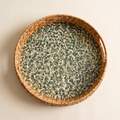 Green Leaf Inlay Round Tray