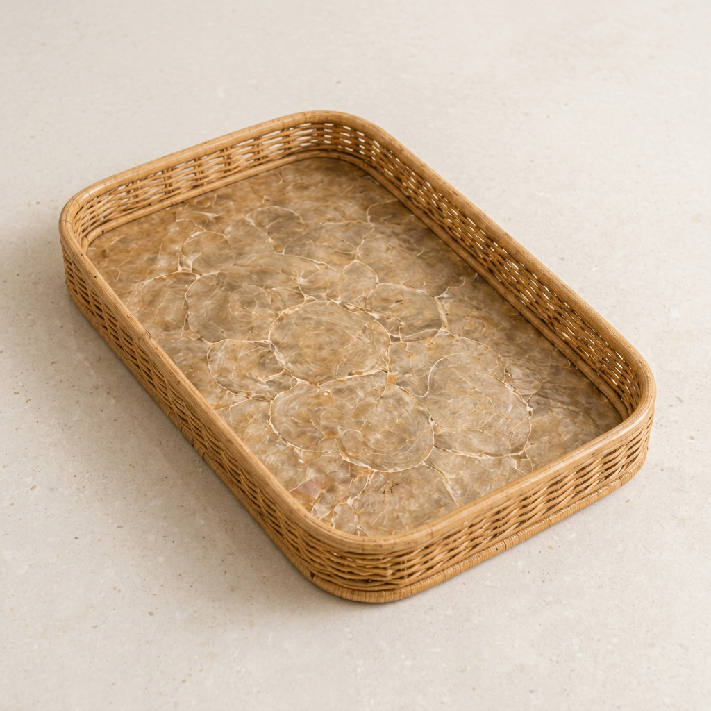 White Mother of Pearl Rectangular Tray