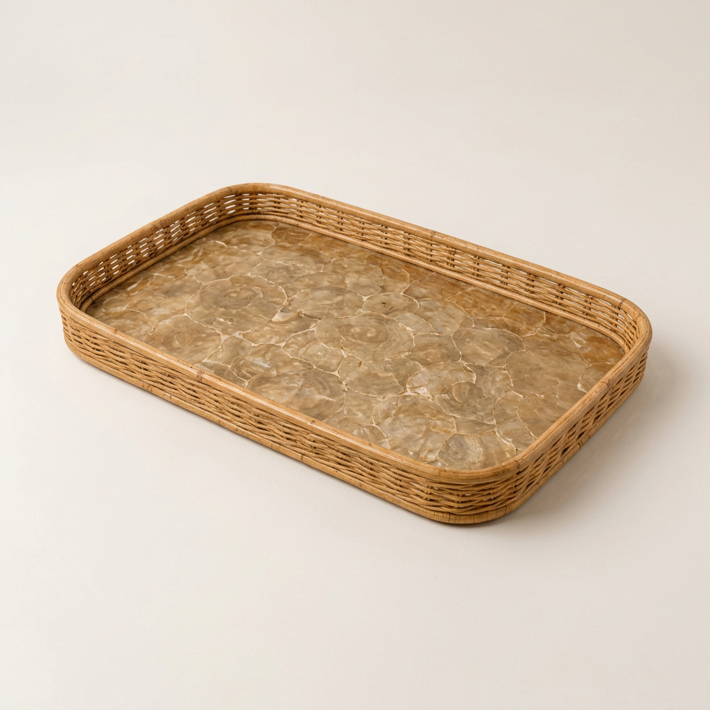 White Mother of Pearl Rectangular Tray