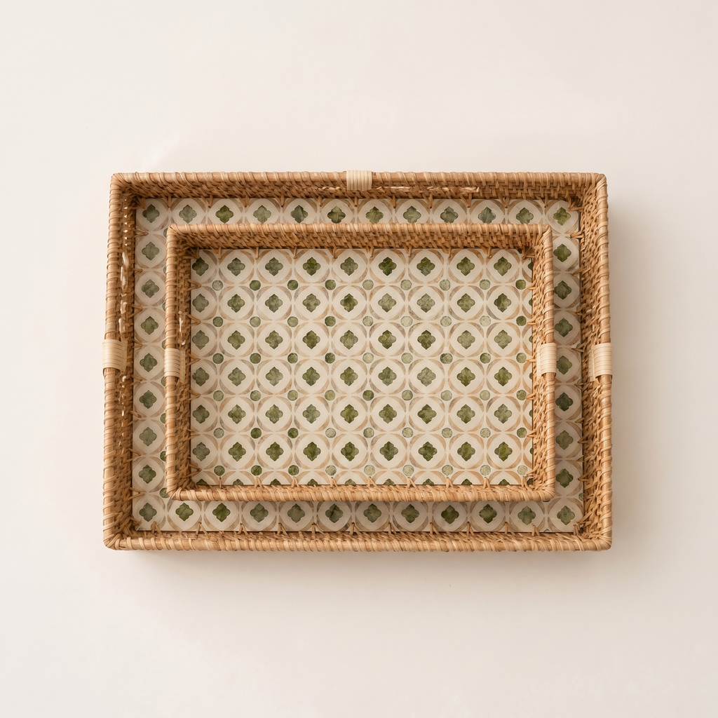Yellow & Green Mother of Pearl Rectangular Tray