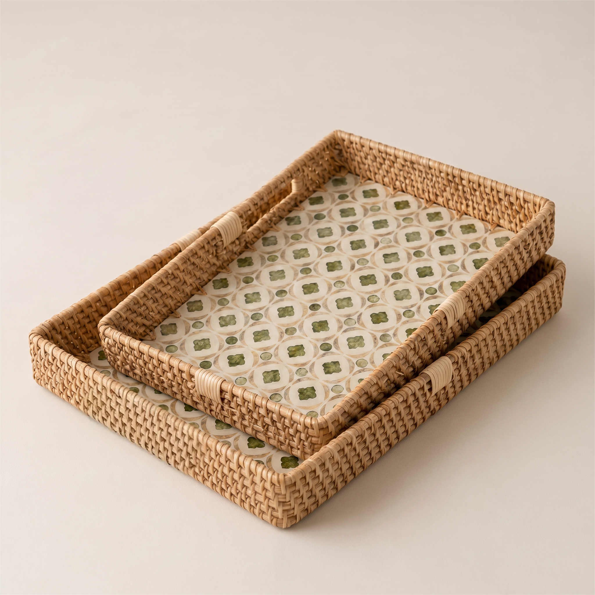 Yellow & Green Mother of Pearl Rectangular Tray