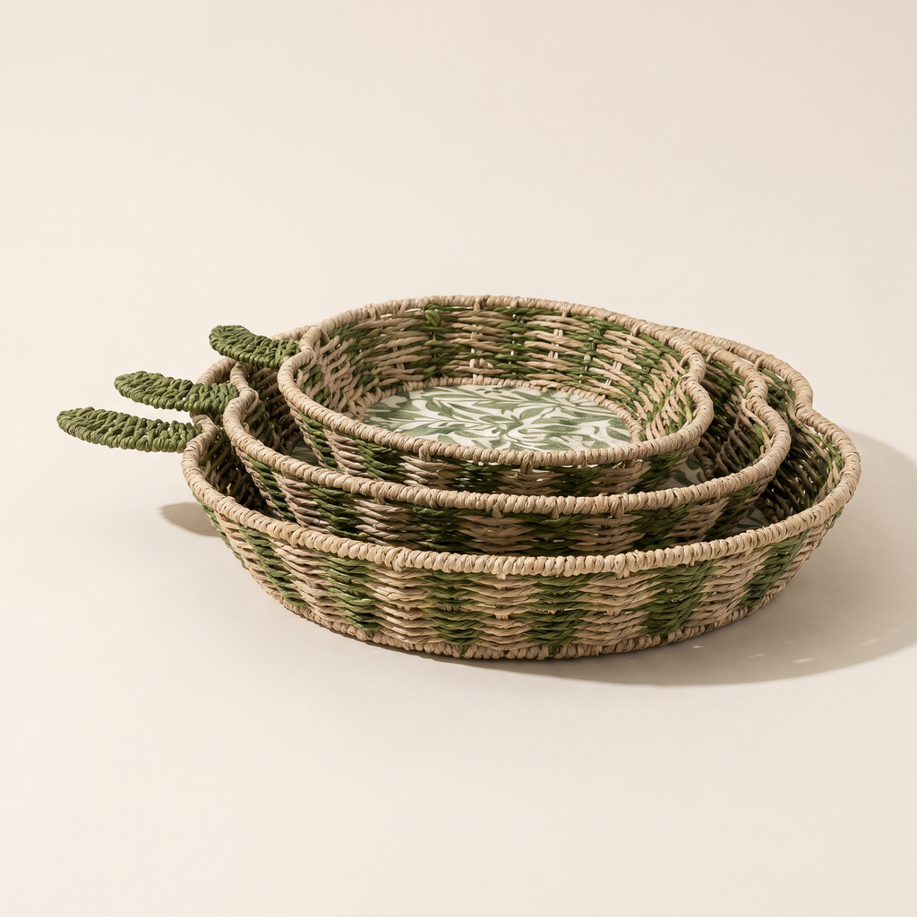 Green Leaf Apple Woven Tray