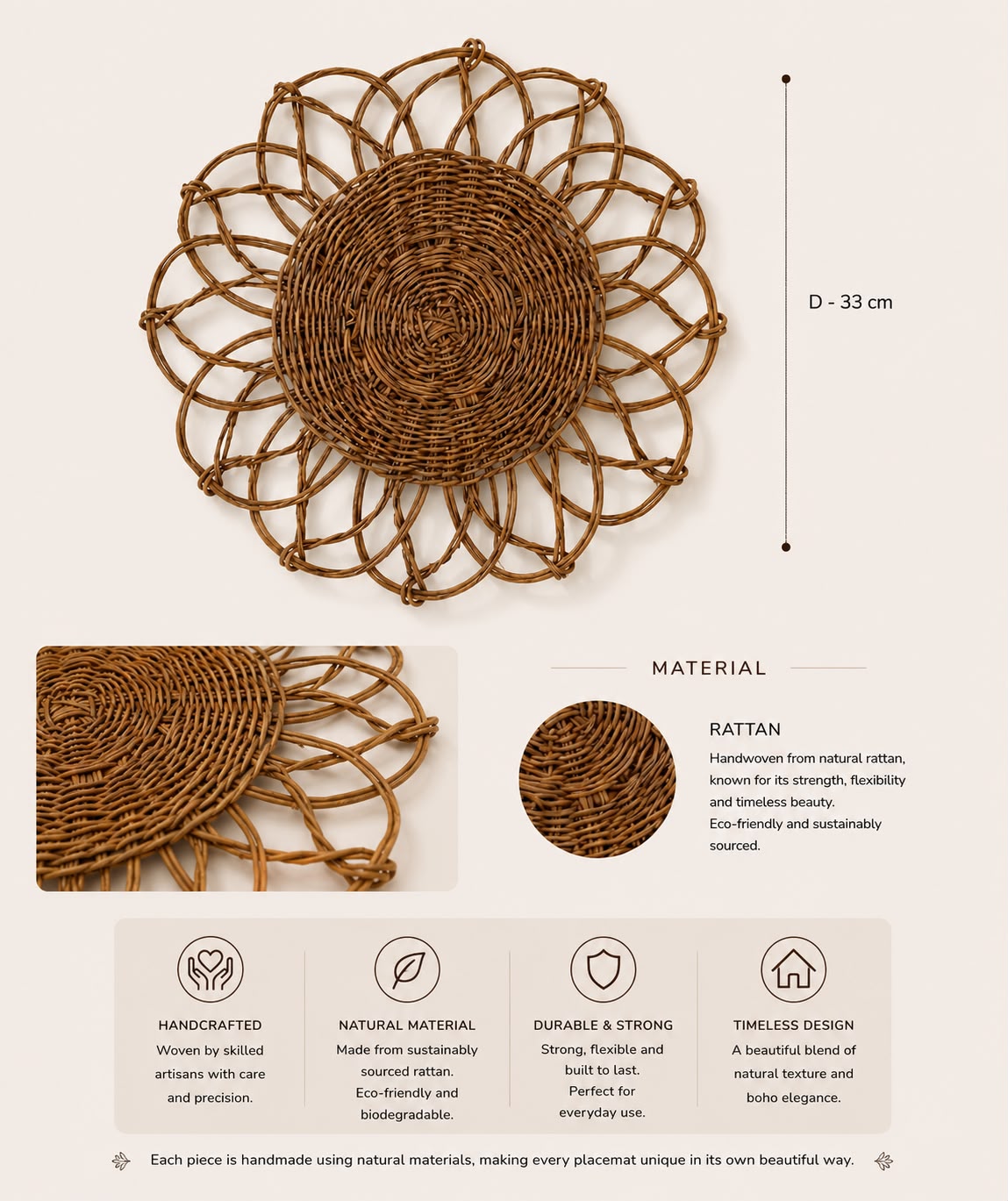 Rattan Flower Placemat (Set of 4)