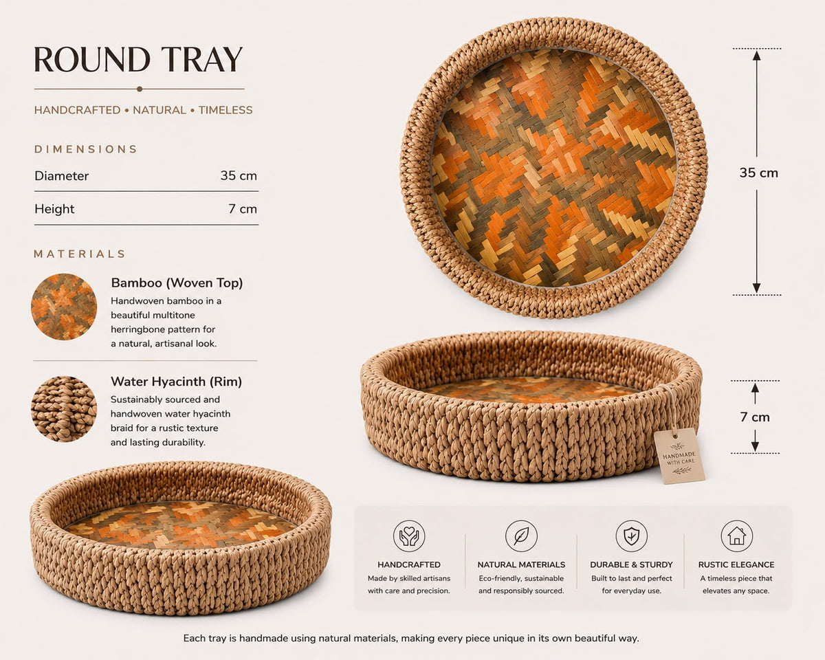Herringbone Deep Round Tray