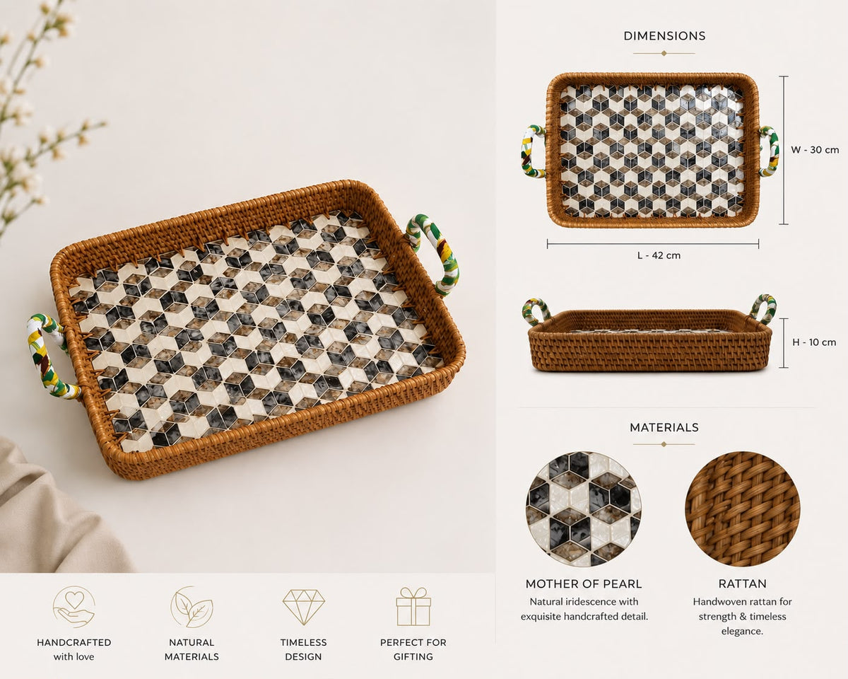 Mosaic Rattan Tray